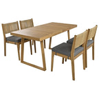 Ensemble de 5 pièces de table et chaises d'extérieur en bois d'acacia avec coussins épais