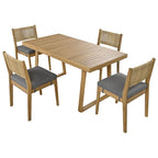 Ensemble de 5 pièces de table et chaises d'extérieur en bois d'acacia avec coussins épais