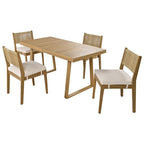 Ensemble de 5 pièces de table et chaises d'extérieur en bois d'acacia avec coussins épais