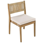 Ensemble de 5 pièces de table et chaises d'extérieur en bois d'acacia avec coussins épais