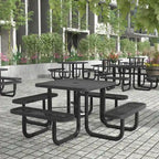 Table de pique-nique extérieure en métal déployé de qualité commerciale avec ancres – 79,75 P x 79,75 L x 28,75 H