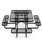 Table de pique-nique extérieure en métal déployé de qualité commerciale avec ancres – 79,75 P x 79,75 L x 28,75 H