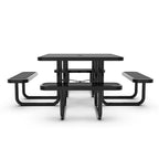 Table de pique-nique extérieure en métal déployé de qualité commerciale avec ancres – 79,75 P x 79,75 L x 28,75 H