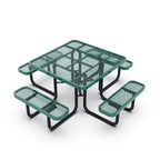 Table de pique-nique extérieure en métal déployé de qualité commerciale avec ancres – 79,75 P x 79,75 L x 28,75 H
