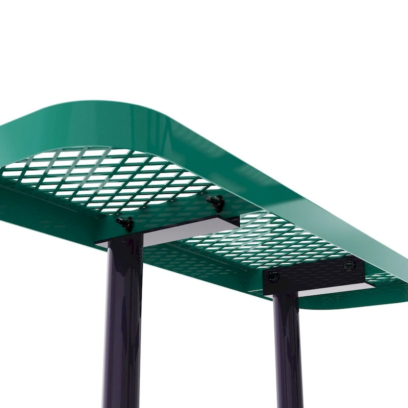 Table de pique-nique extérieure en métal déployé de qualité commerciale avec ancres – 79,75 P x 79,75 L x 28,75 H