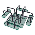 Table de pique-nique extérieure en métal déployé de qualité commerciale avec ancres – 79,75 P x 79,75 L x 28,75 H