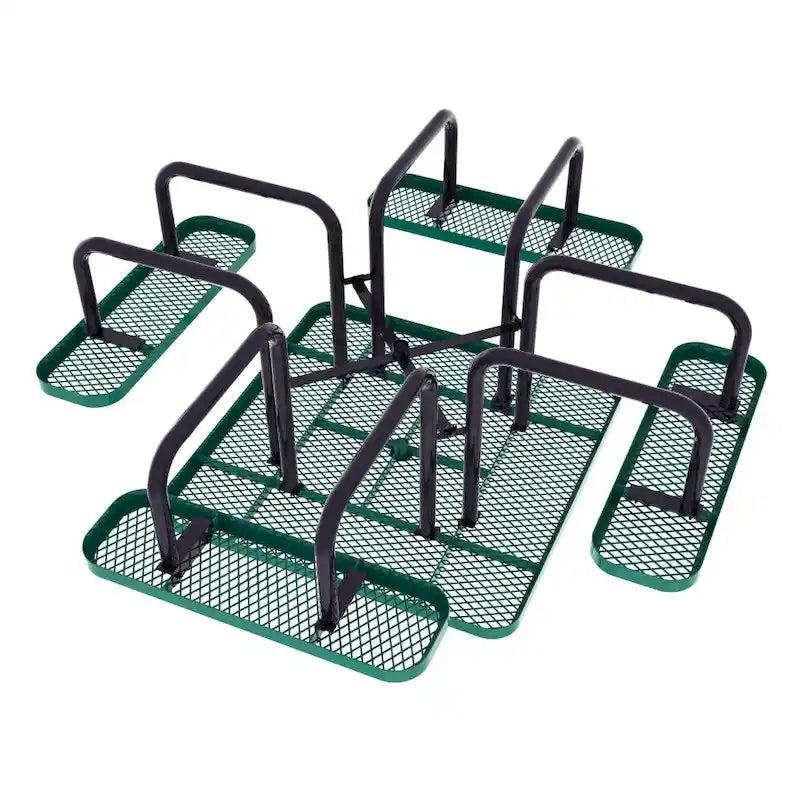 Table de pique-nique extérieure en métal déployé de qualité commerciale avec ancres – 79,75 P x 79,75 L x 28,75 H