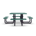 Table de pique-nique extérieure en métal déployé de qualité commerciale avec ancres – 79,75 P x 79,75 L x 28,75 H