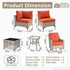 Ensemble de mobilier de jardin extérieur en rotin et osier XIZZI 8 pièces avec chaise pivotante