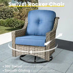 Ensemble de mobilier de jardin extérieur en rotin et osier XIZZI 8 pièces avec chaise pivotante