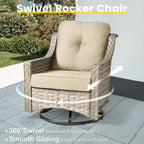 Ensemble de mobilier de jardin extérieur en rotin et osier XIZZI 8 pièces avec chaise pivotante