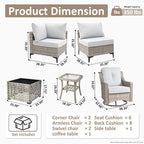 Ensemble de mobilier de jardin extérieur en rotin et osier XIZZI 8 pièces avec chaise pivotante