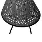 Ensemble de salle à manger d'extérieur moderne en treillis métallique en aluminium, grand ovale de 95 po, avec huit fauteuils - N/A