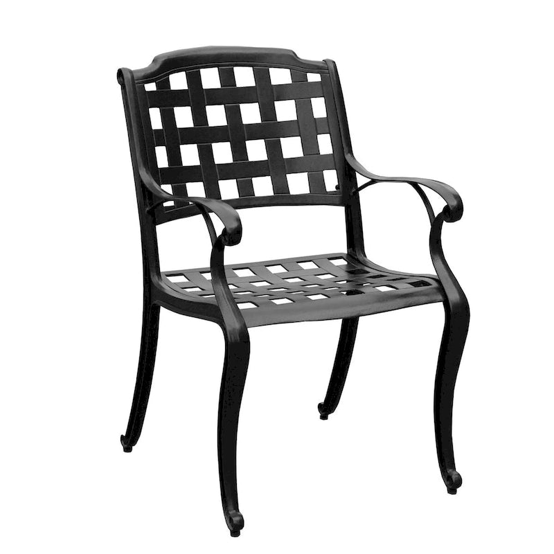 Ensemble de salle à manger d'extérieur moderne en treillis métallique en aluminium, grand ovale de 95 po, avec huit fauteuils - N/A