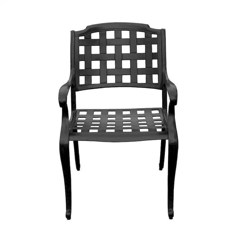 Ensemble de salle à manger d'extérieur moderne en treillis métallique en aluminium, grand ovale de 95 po, avec huit fauteuils - N/A