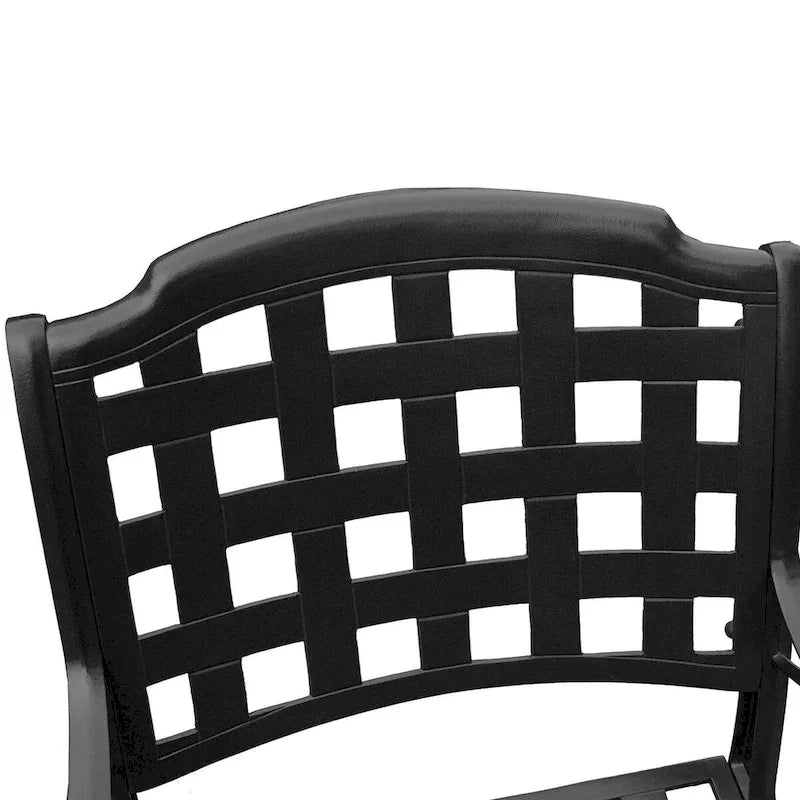 Ensemble de salle à manger d'extérieur moderne en treillis métallique en aluminium, grand ovale de 95 po, avec huit fauteuils - N/A