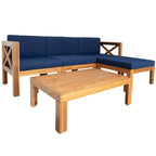 Ensemble de sièges de canapé sectionnel 5 pièces en bois pour terrasse avec coussins