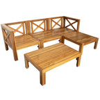 Ensemble de sièges de canapé sectionnel 5 pièces en bois pour terrasse avec coussins