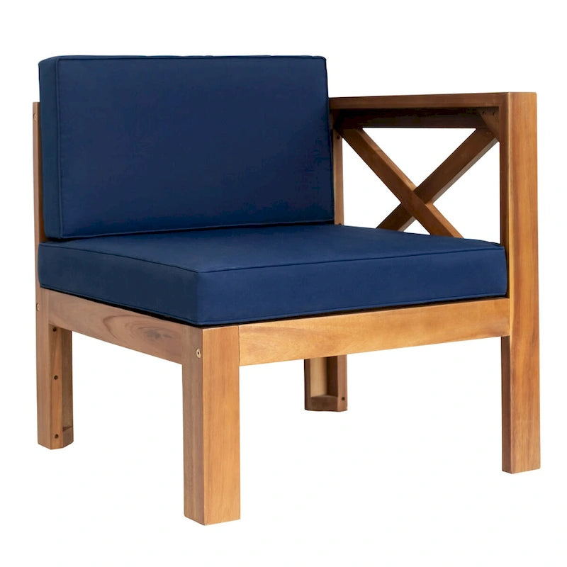 Ensemble de sièges de canapé sectionnel 5 pièces en bois pour terrasse avec coussins