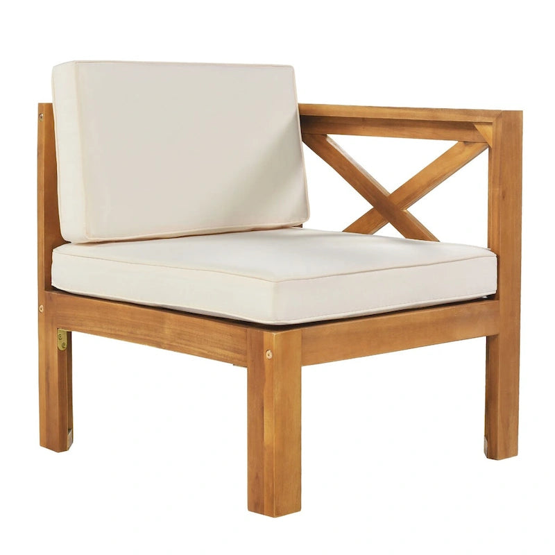 Ensemble de sièges de canapé sectionnel 5 pièces en bois pour terrasse avec coussins