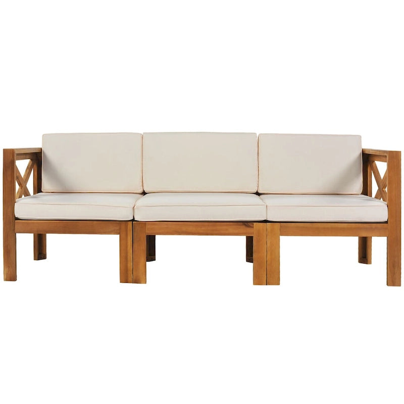 Ensemble de sièges de canapé sectionnel 5 pièces en bois pour terrasse avec coussins