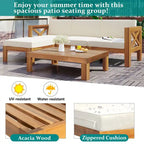 Ensemble de sièges de canapé sectionnel 5 pièces en bois pour terrasse avec coussins