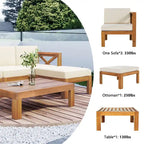 Ensemble de sièges de canapé sectionnel 5 pièces en bois pour terrasse avec coussins