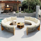Ensemble de salon de jardin 6 places avec coussins et table basse