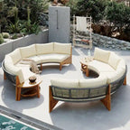 Ensemble de salon de jardin 6 places avec coussins et table basse
