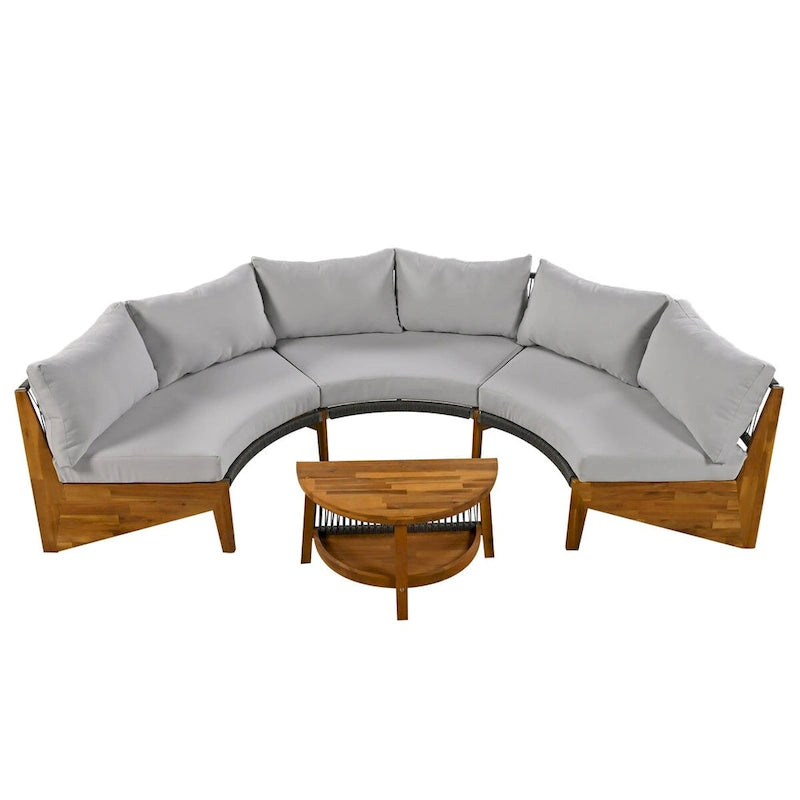 Ensemble de salon de jardin 6 places avec coussins et table basse