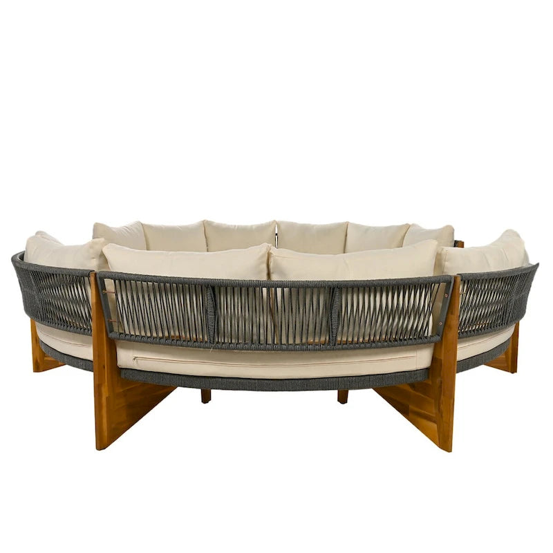 Ensemble de salon de jardin 6 places avec coussins et table basse