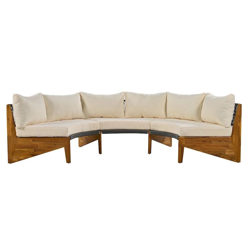 Ensemble de salon de jardin 6 places avec coussins et table basse