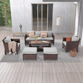 LIVOOSUN Ensemble de 6 meubles de patio en rotin marron avec table basse