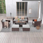 LIVOOSUN Ensemble de 6 meubles de patio en rotin marron avec table basse