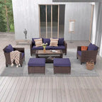LIVOOSUN Ensemble de 6 meubles de patio en rotin marron avec table basse