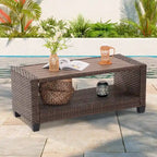 LIVOOSUN Ensemble de 6 meubles de patio en rotin marron avec table basse