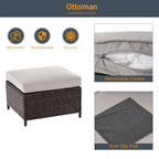 LIVOOSUN Ensemble de 6 meubles de patio en rotin marron avec table basse
