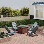 Ensemble de foyer extérieur 5 pièces en métal de 34,5 po, table de foyer et chaises Adirondack avec porte-gobelet et porte-parapluie
