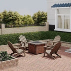 Ensemble de foyer extérieur 5 pièces en métal de 34,5 po, table de foyer et chaises Adirondack avec porte-gobelet et porte-parapluie