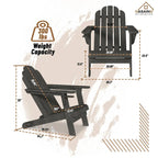 Ensemble de foyer extérieur 5 pièces en métal de 34,5 po, table de foyer et chaises Adirondack avec porte-gobelet et porte-parapluie