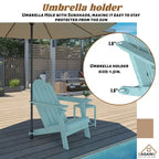 Ensemble de foyer extérieur 5 pièces en métal de 34,5 po, table de foyer et chaises Adirondack avec porte-gobelet et porte-parapluie