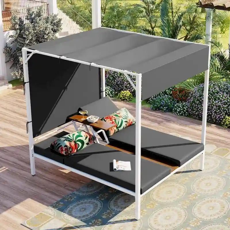 Bain de soleil/lit de repos extérieur avec coussins, sièges réglables