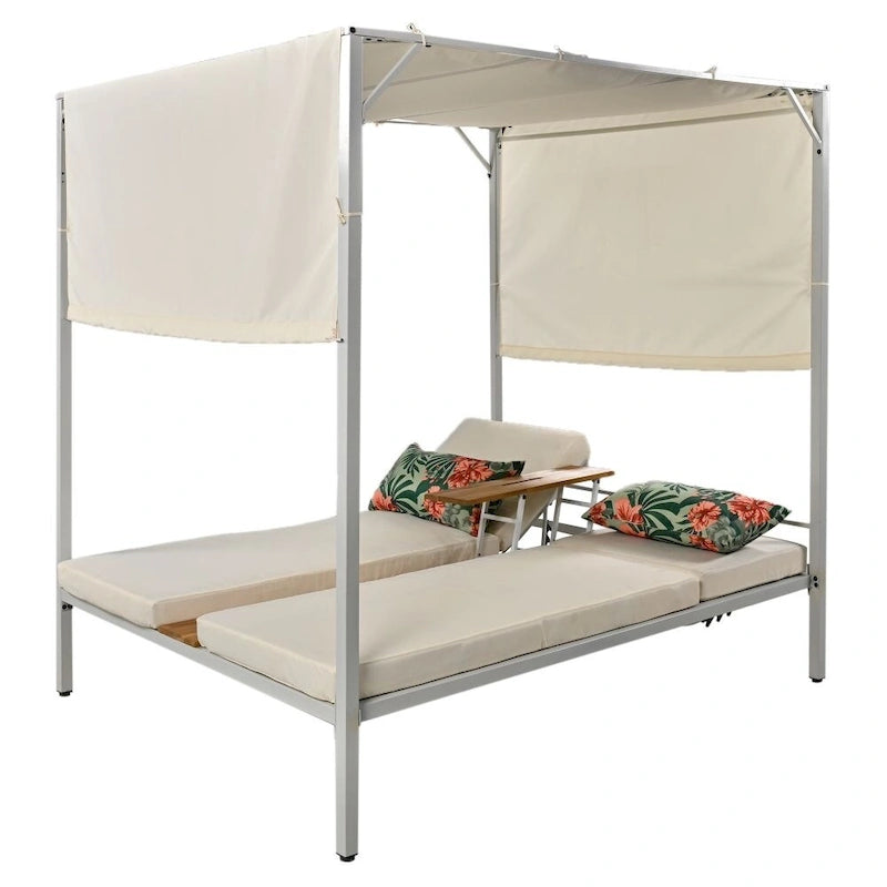 Bain de soleil/lit de repos extérieur avec coussins, sièges réglables