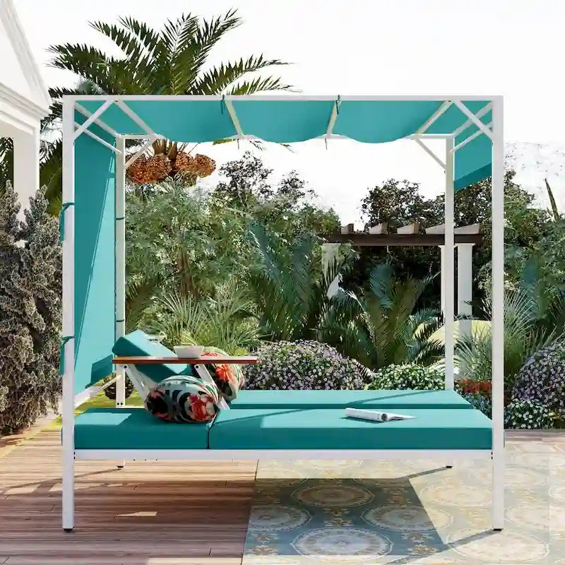 Bain de soleil/lit de repos extérieur avec coussins, sièges réglables