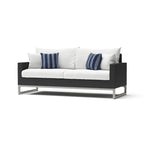 Ensemble de patio extérieur Milo Espresso 4 pièces avec foyer et mouvement Sunbrella