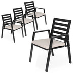 Fauteuil de salle à manger d'extérieur LeisureMod Chelsea en aluminium avec coussins, lot de 4 - 34.84