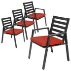 Fauteuil de salle à manger d'extérieur LeisureMod Chelsea en aluminium avec coussins, lot de 4 - 34.84