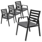 Fauteuil de salle à manger d'extérieur LeisureMod Chelsea en aluminium avec coussins, lot de 4 - 34.84