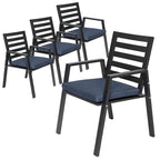 Fauteuil de salle à manger d'extérieur LeisureMod Chelsea en aluminium avec coussins, lot de 4 - 34.84