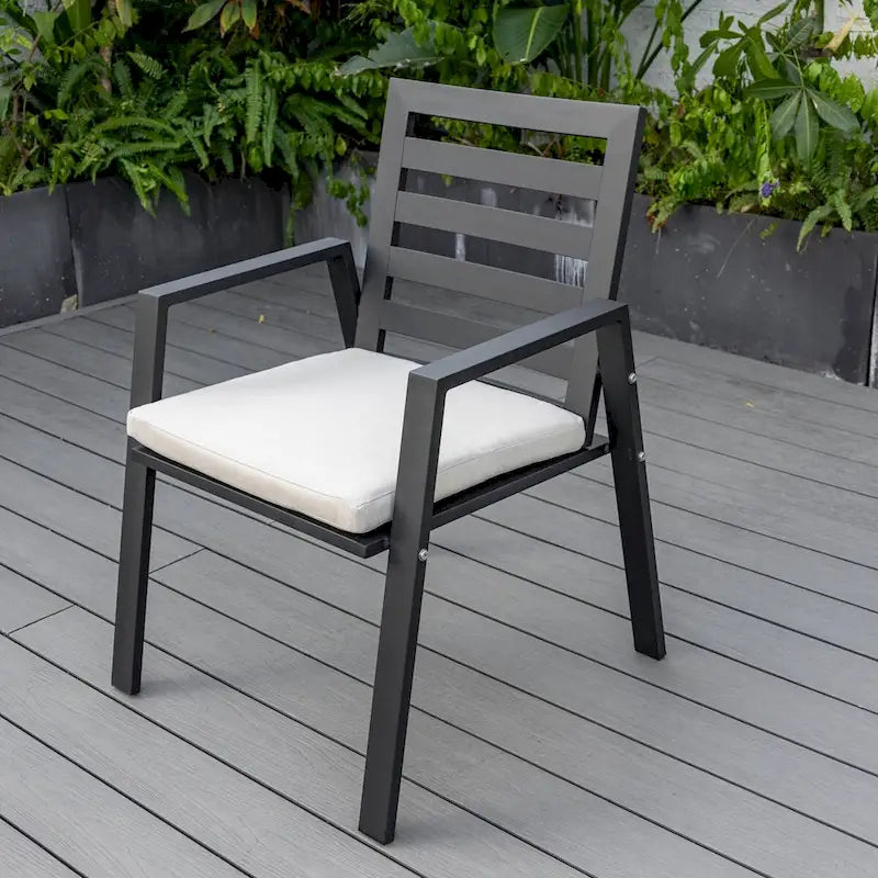 Fauteuil de salle à manger d'extérieur LeisureMod Chelsea en aluminium avec coussins, lot de 4 - 34.84